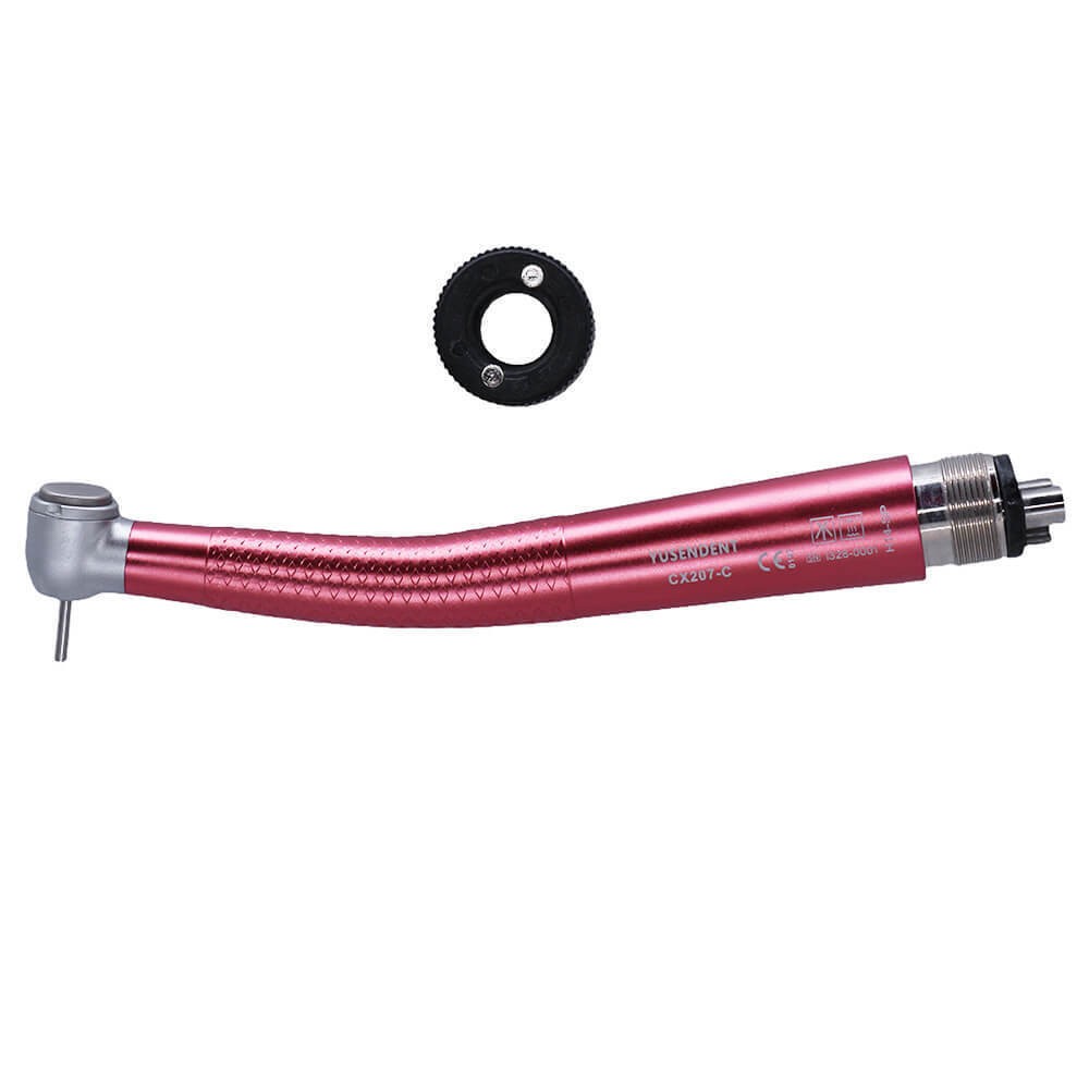 Dental High Speed Torque Push Button Handpiece 4 holes COXO CX207-C-TP Red Color