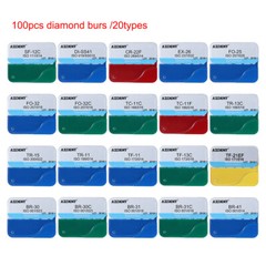 100pcs Dental Diamond Burs Kit for High Speed Handpiece Medium FG 1.6MM AZDENT
