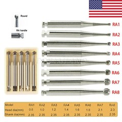 8 Types Dental Round Carbide Bur for Slow Speed Latch Type RA 1# – 8# Burs USA