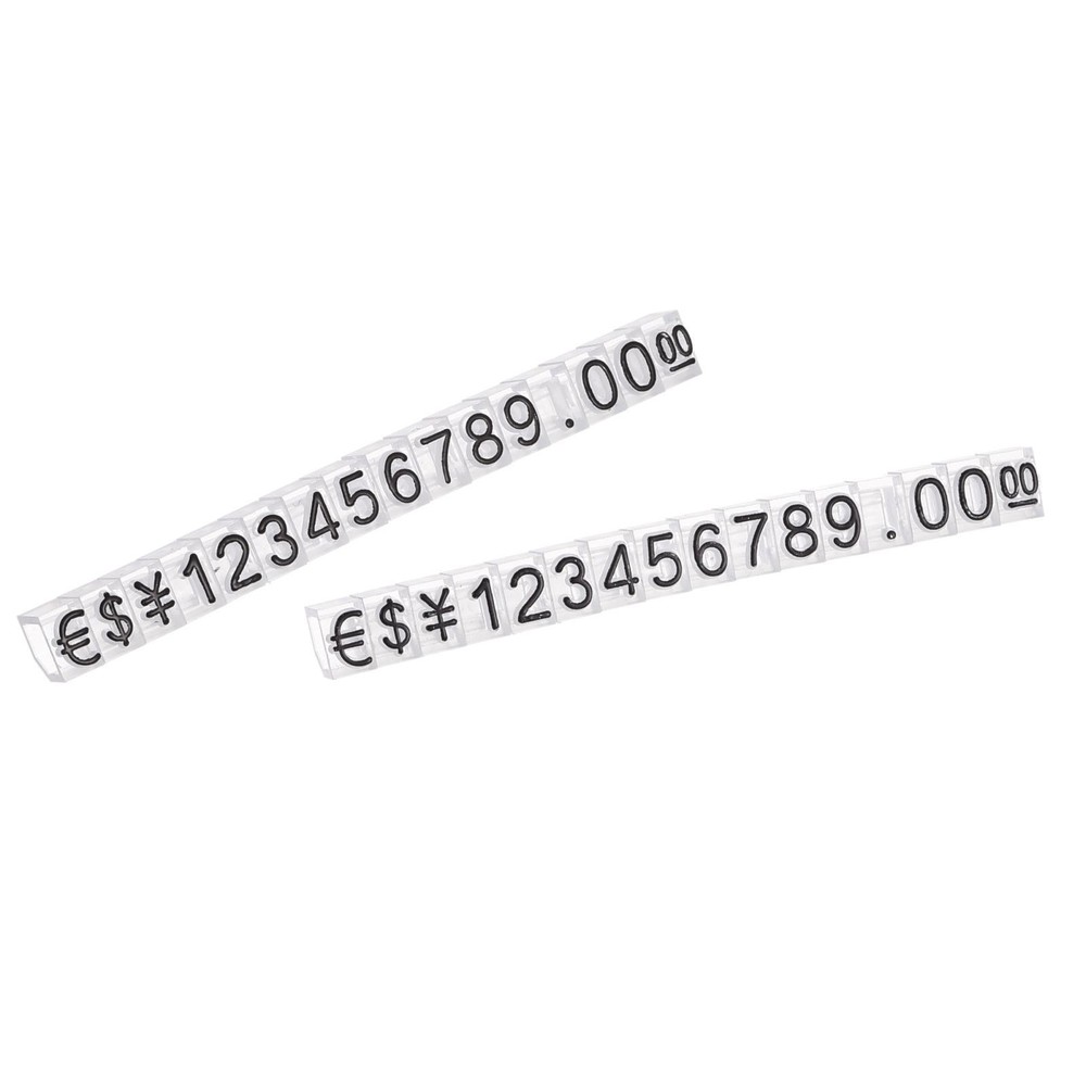 16 sets Adjustable Mini Cube Price Tag Display Number Black on Clear 3.8×6.9mm
