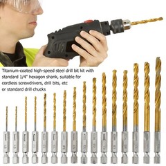 32pcs 1/4” Hex Shank Titanium Coated HSS Steel DRILL BIT Set Metal Wood Plastic