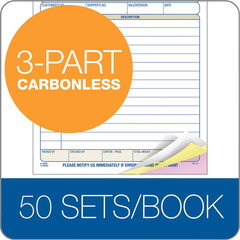 Packing Slip Book, 3-Part, Carbonless, 5-9/16 X 7-5/16 Inches, 50 Sets