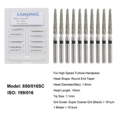 Dental Diamond Burs FG Round End Taper Football Fine Coarse 856 850 High Speed