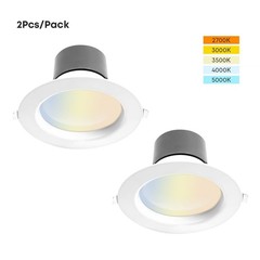 2-Pack 6 Inch LED Commercial Downlight 22Watt 3000/4000/5000K AC100-277V ETL