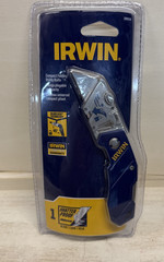 IRWIN Folding Utility Knife: 4 in/5 3/4 in, Bi-Metal, Metal W/Pocket clip incl.
