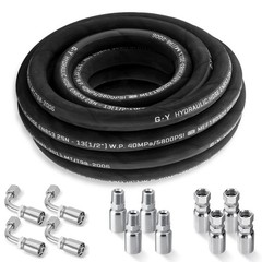 Hydraulic Hose Kit 25FT Hose + Straight & 90° 1/2″ JIC & 1/2″ NPTF Male Fittings