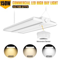 4500K~5700K Adjustable 150W LED Linear High Bay Shop Light With Microwave Sensor