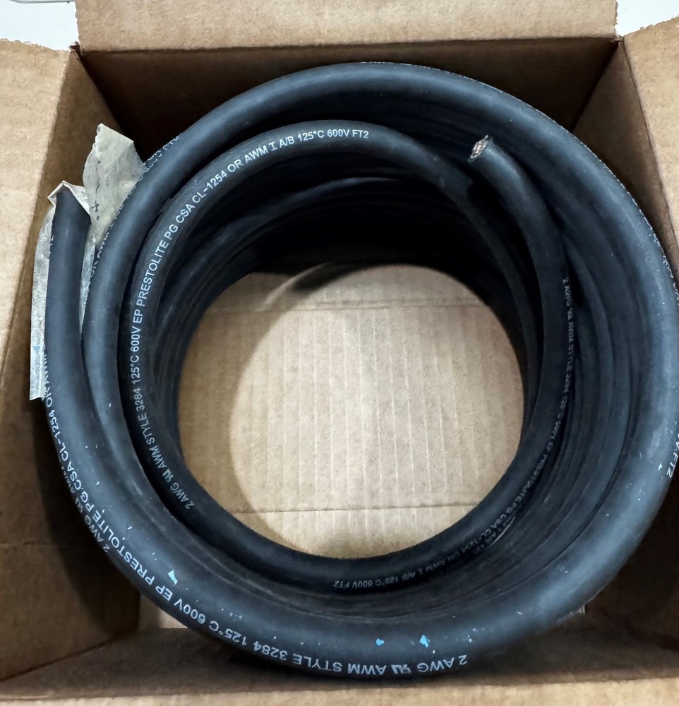 Prestolite 138850-81 2 AWG Lead Wire – UL 3284 – High Temp – 600V – Black 28 ft