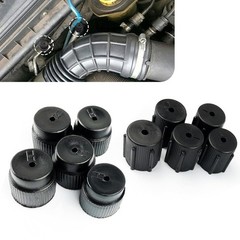 10 PCS Car A/C Valve Core Caps, R134a High & Low Pressure Port Black