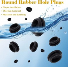125PCS Rubber Plugs for Round Holes, Premium Black Rubber Hole Plugs, Various…