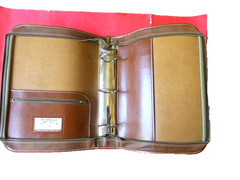 Vintage 1950’s Leather Zippered Binder Brown/Tan Cow Hide 2″ 3-Ring Made IN USA
