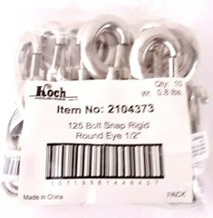 Ten Piece Pack 125 Bolt Snap Rigid Round Eye 1/2in Light Duty Nickel Plated KOCH