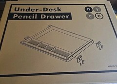 NYCCO Under-Desk Pencil Drawer Black Plastic Metal with Mounting Hardware