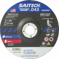 United Abrasives 22082 6x.045×7/8 Saitech .045 Ceramic Cutting Wheels 50 pack