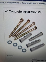 ULine Concrete Installation Kit Hardware Rubber Speed Bump H-2397 New 6” Screws