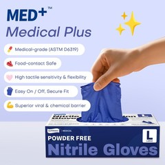 Supmedic Nitrile Exam Gloves, 4 Mil 100 Pcs, PowderFree LatexFree Cooking Foo…