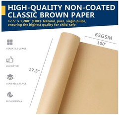 17.5″ x 1200” Brown Kraft Paper 50 lb Basis Thick Roll Packaging Shipping NEW
