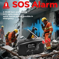 Solar Emergency Hand Crank NOAA Weather Radio with AM/FM, 2000mAh USB Phone Char