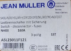 Jean Müller Sasil-PL00/HR1/ARH A5L23011F121 load disconnector 160A -unused/original packaging-