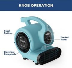 ALORAIR GF600A Blue 600 CFM Air Mover Blower Fan 3 Speeds, 5 Adjustable Angles