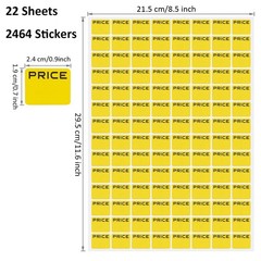 2464 Pieces Garage Sales Stickers Yellow Preprinted Pricing Labels Yard Sale