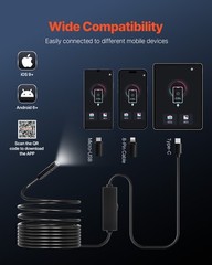 VEVOR Endoscope Camera 1920P HD Borescope for Android & IOS with 16.4FT Cable