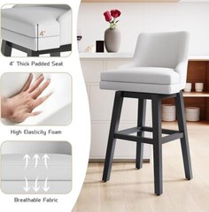 26″ Swivel Bar Stools with Back Set of 2/4/6 Upholstered Bar Chairs for Kitchen