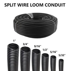 Corrugated Conduit Cable Sleeve Split Wiring Loom Insulation Flex Tubes Wrap Lot