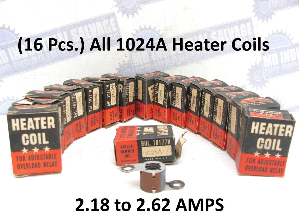 (16Pc) CUTLER-HAMMER – 1024A – OVERLOAD HEATER COIL for ADJ 2.18 to 2.62 A H1024