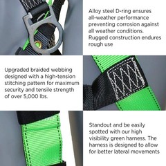 AFP Universal Full-Body Fall Protection Safety Harness w/ 3 1 Pack,