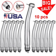 10pcs Dental Fast High Speed Handpiece Standard Push Button Single Spray 4 Holes