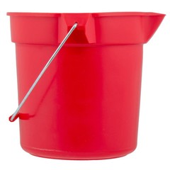 Heavy Duty RED 10quart=2.5 gallon PLASTIC BUCKET rOund Pail w/ Handle RUBBERMAID