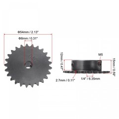 uxcell 25 Tooth Roller Sprocket B Type #25 Chain Single Strand 1/4″ Pitch 8mm…
