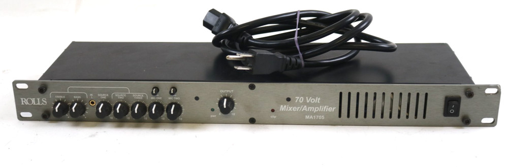 Pre Owned | ROLLS MA1705 70Volt Balanced Mixer/Amplifier – Grey w Power Cord