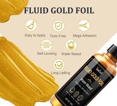 Acrylic Paint Metallic Gold, Liquid Gold Leaf 3.38 Fl Oz (Pack of 2),