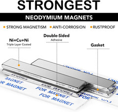 Strong Magnet Strips Heavy Duty – Rare Earth Magnets with Adhesive – Pack of 6