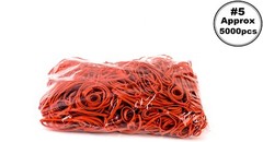 5000 Pack – Size #5 Rubber Bands RED (7/8 x 1/16 inches) (1000 Pcs per Box)