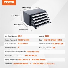 VEVOR Drill Bit Dispenser Organizer Cabinet Five-Drawer for 33/64″ to 63/64″