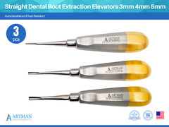 Straight Dental Root Extraction Elevators 3mm 4mm 5mm Set of 3 ARTMAN
