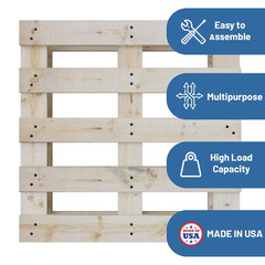 , 48X40X5 Wooden Pallet Kit, Heavy-Duty Industrial Grade Pinewood, Unassembled F