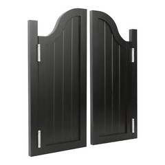 2 Doors Black Swing Solid Wood Door 180° Partition Door w/ 4 Hinges for Shop US