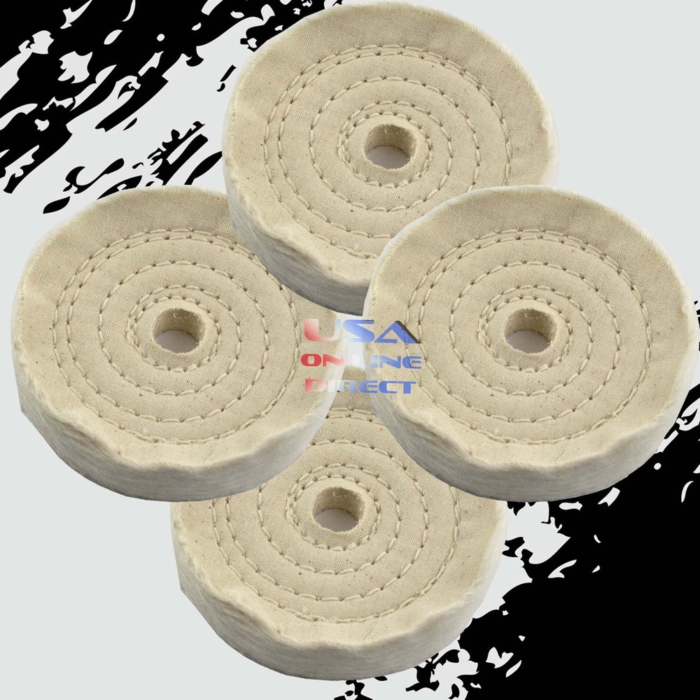 4pc 4″ Spiral Stitch Cotton Buffing Wheels Metal Polishing Buff Pad Jewelry USA