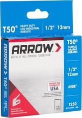 Arrow 508 Heavy Duty T50 1/2-Inch Leg Length, 3/8-Inch Crown, Staples for