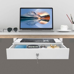 Under Desk Pull-out Drawer Storage Tray with Lock for Desk Organization Office
