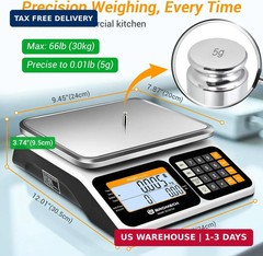 Commercial Food Scale 66lb/30kg, High Precision Digital Price Computing Scale fo