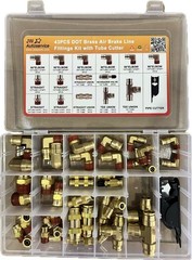 43 PCS Brass DOT Air Brake Line Fittings, 1/4″ 3/8″ 1/2″ Push to Connect Fitting