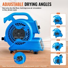 Uimoso Floor Blower 1360 RPM 600 CFM Air Mover with 4 Blowing Angles 3-Speeds