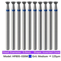 Vakker 10pc Dental HP Diamond Burs Long Straight Grinding Drill Bits 2.35mm