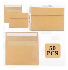 50 Pack Kraft Envelopes 4 X 6 Inch Brown Envelopes,A4 Envelopes, Card Envelopes,