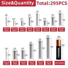 295-Piece Stainless Steel Roll Pin Assortment Kit – Spring Dowels Slotted Ten…